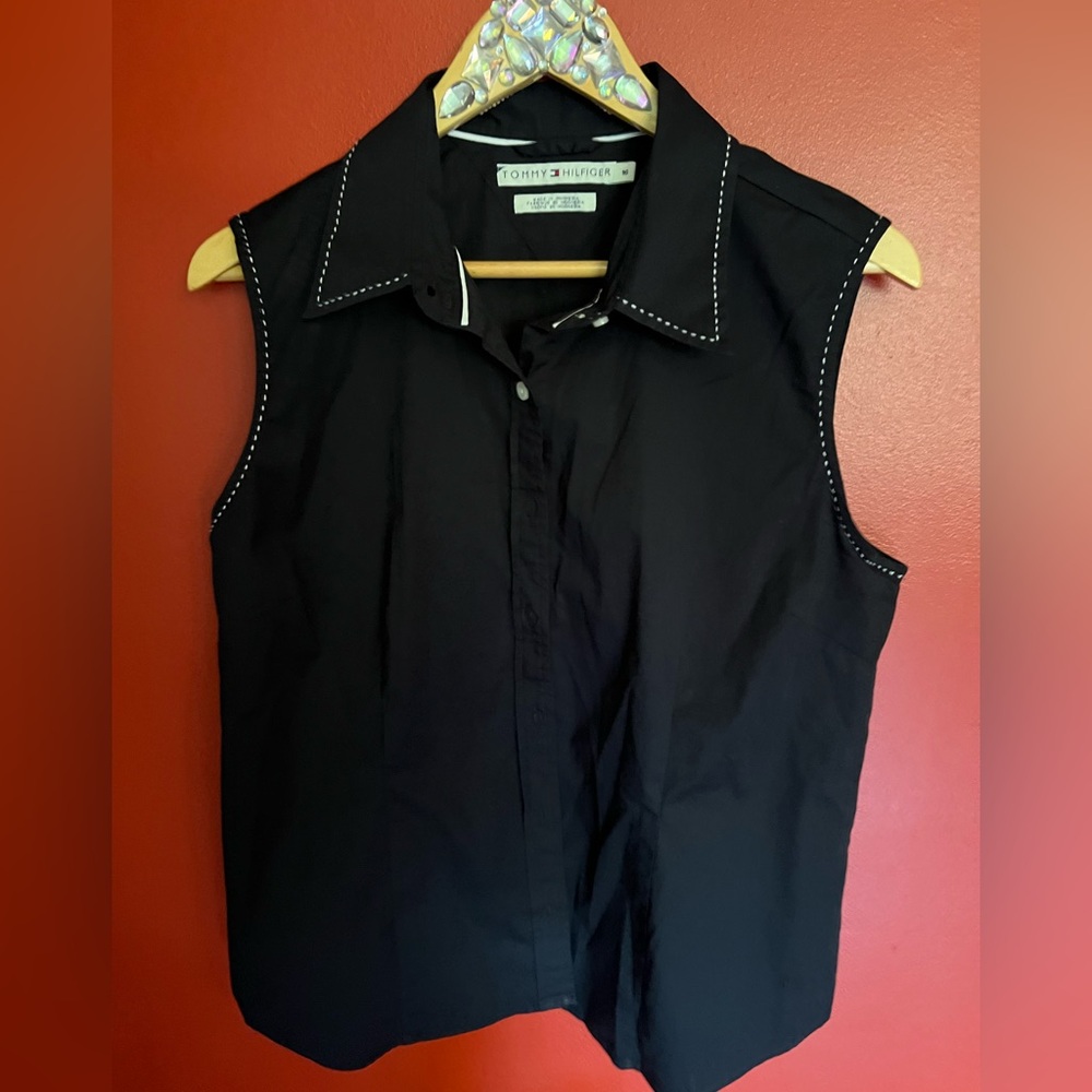 Tommy Hilfiger Black Top with White Stitching